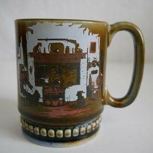 Vintage Wade Irish Porcelain Mug Cup Colonial Fireplace Scene Made in Ireland